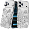 Floral Twinkle Glitter Diamond Case for iPhone 18 Pro Max and iPhone 17 Pro Max - Silver