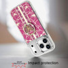 Floral Design Diamond Rhinestone Case with Butterfly Stand for iPhone 18 Pro Max and iPhone 17 Pro Max - Hot Pink