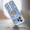 Floral Design Diamond Rhinestone Case with Butterfly Stand for iPhone 18 Pro Max and iPhone 17 Pro Max - Light Blue