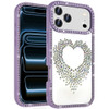 Angel Heart Dazzling Diamond Transparent Hybrid Case for iPhone 18 Pro and iPhone 17 Pro - Purple