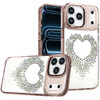 Angel Heart Sparkling Diamond Transparent Hybrid Case for iPhone 18 Pro and iPhone 17 Pro - Rose Gold