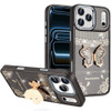 Dazzling Diamond Hybrid Case with Butterfly Stand for iPhone 18 Pro and iPhone 17 Pro - Black