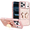 Dazzling Diamond Hybrid Case with Butterfly Stand for iPhone 18 Pro and iPhone 17 Pro - Rose Gold