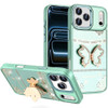 Dazzling Diamond Hybrid Case with Butterfly Stand for iPhone 18 Pro and iPhone 17 Pro - Teal