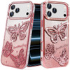 Butterfly Twinkle Glitter Diamond Case for iPhone 18 Pro and iPhone 17 Pro - Rose Gold