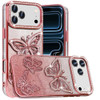 Butterfly Twinkle Glitter Diamond Case for iPhone 18 Pro and iPhone 17 Pro - Rose Gold