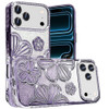 Floral Twinkle Glitter Diamond Case for iPhone 18 Pro and iPhone 17 Pro - Purple