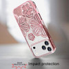 Floral Twinkle Glitter Diamond Case for iPhone 18 Pro and iPhone 17 Pro - Rose Gold