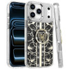 Floral Design Diamond Rhinestone Case with Butterfly Stand for iPhone 18 Pro and iPhone 17 Pro - Black