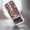 Floral Design Diamond Rhinestone Case with Butterfly Stand for iPhone 18 Pro and iPhone 17 Pro - Burgundy