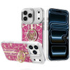 Floral Design Diamond Rhinestone Case with Butterfly Stand for iPhone 18 Pro and iPhone 17 Pro - Hot Pink