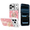 Floral Design Diamond Rhinestone Case with Butterfly Stand for iPhone 18 Pro and iPhone 17 Pro - Pink