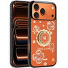 Splendid Four-Leaf Clover Diamond Rhinestone Case with Ring Grip for iPhone 18 Pro Max and iPhone 17 Pro Max - Cosmic Orange