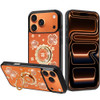 Splendid Four-Leaf Clover Diamond Rhinestone Case with Ring Grip for iPhone 18 Pro and iPhone 17 Pro - Cosmic Orange