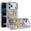 Floral Luxurious Bling 3D Crystal Diamond Case for iPhone 18 Pro and iPhone 17 Pro - Purple