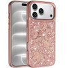 Crystal Butterfly Design Epoxy Glitter Hybrid Case for iPhone 18 Pro Max and iPhone 17 Pro Max - Rose Gold