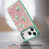 Crystal Butterfly Design Epoxy Glitter Hybrid Case for iPhone 18 Pro and iPhone 17 Pro - Teal