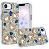 Luxury Crystal Heart Bling 3D Diamond Case for iPhone 17e / 16e - Blue