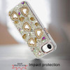 Luxury Crystal Heart Bling 3D Diamond Case for iPhone 17e / 16e - Gold