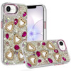 Luxury Crystal Heart Bling 3D Diamond Case for iPhone 17e / 16e - Hot Pink