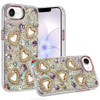 Luxury Crystal Heart Bling 3D Diamond Case for iPhone 17e / 16e - Rose Gold