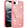 Dazzling Diamond Hybrid Case with Butterfly Grip Stand for iPhone 17e / 16e - Pink