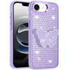Dazzling Diamond Hybrid Case with Butterfly Grip Stand for iPhone 17e / 16e - Purple
