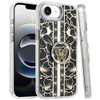 Floral Design Diamond Rhinestone Case with Butterfly Stand for iPhone 17e / 16e - Black