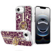 Floral Design Diamond Rhinestone Case with Butterfly Stand for iPhone 17e / 16e - Burgundy