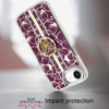 Floral Design Diamond Rhinestone Case with Butterfly Stand for iPhone 17e / 16e - Burgundy