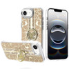 Floral Design Diamond Rhinestone Case with Butterfly Stand for iPhone 17e / 16e - Gold