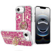Floral Design Diamond Rhinestone Case with Butterfly Stand for iPhone 17e / 16e - Hot Pink