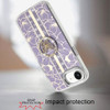 Floral Design Diamond Rhinestone Case with Butterfly Stand for iPhone 17e / 16e - Purple