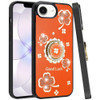Splendid Four-Leaf Clover Diamond Rhinestone Case with Ring Grip for iPhone 17e / 16e - Cosmic Orange