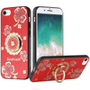 Splendid Four-Leaf Clover Diamond Rhinestone Case with Ring Grip for iPhone 17e / 16e - Red