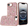 Crystal Butterfly Design Epoxy Glitter Hybrid Case for iPhone 17e / 16e - Rose Gold