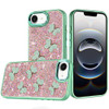 Crystal Butterfly Design Epoxy Glitter Hybrid Case for iPhone 17e / 16e - Teal