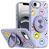 Circular Series Hybrid Case with Rotating Ring Stand for iPhone 17e / 16e - Smiley Faces