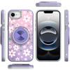 Circular Series Hybrid Case with Rotating Ring Stand for iPhone 17e / 16e - Floral Purple