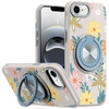 Circular Series Hybrid Case with Rotating Ring Stand for iPhone 17e / 16e - Flower Garden