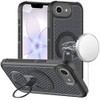 Honeycomb Series Heat Dissipation MagSafe Cooling Case with Rotating Ring Holder Kickstand for iPhone 17e / 16e - Black