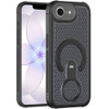 Honeycomb Series Heat Dissipation MagSafe Cooling Case with Rotating Ring Holder Kickstand for iPhone 17e / 16e - Black