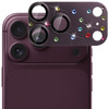 Unibody Matte Metal Tempered Glass Camera Lens Protector for iPhone 18 Pro - Rhinestones Burgundy