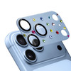 Unibody Matte Metal Tempered Glass Camera Lens Protector for iPhone 18 Pro - Rhinestones Light Blue