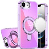 Electroplating Chrome Tough Shield Transparent Case with MagSafe Ring Holder for iPhone 17e / 16e - Purple