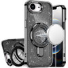 Electroplating Chrome Tough Shield Glitter Case with MagSafe Ring Holder for iPhone 17e / 16e - Black
