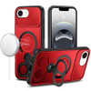 MagSafe Armor Stand Case with Double Finger Ring Holder for iPhone 17e / 16e - Red