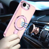 Electroplating Chrome Tough Shield Transparent Case with MagSafe Ring Holder for iPhone 17e / 16e - Pink