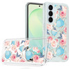 Designer Series Tough Shield Transparent Hybrid Case for Samsung Galaxy A17 5G - Pink Roses & Teal Teapots