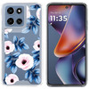 Designer Series Tough Shield Transparent Hybrid Case for Motorola Moto G (2026/2025) / Moto G Play 2026 - Blue Leaves and Pink Florals
